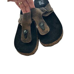 Brown Suede CoFi Genuine Leather Platform Sandals With Adjustable Buckle & Toe P